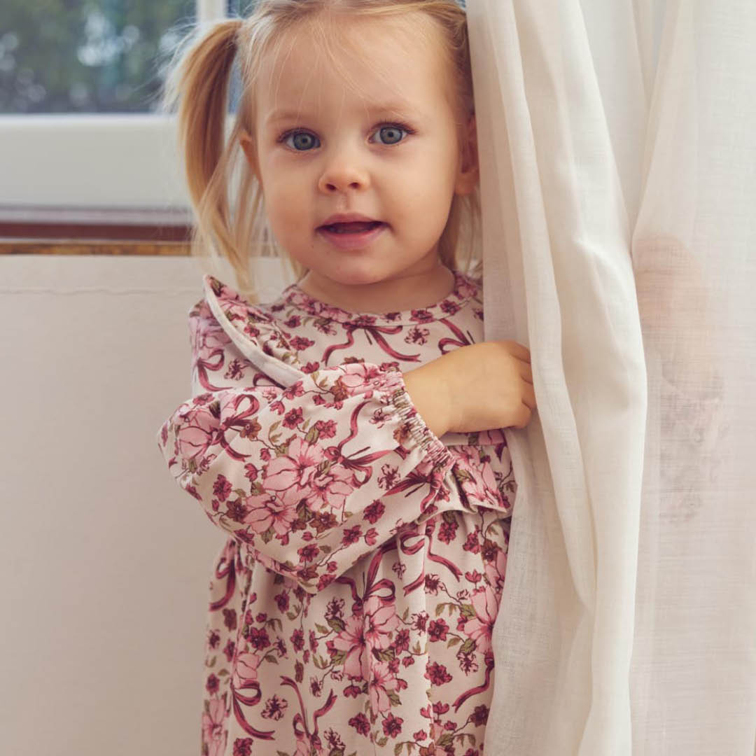 Bouquet ruffle l/s dress