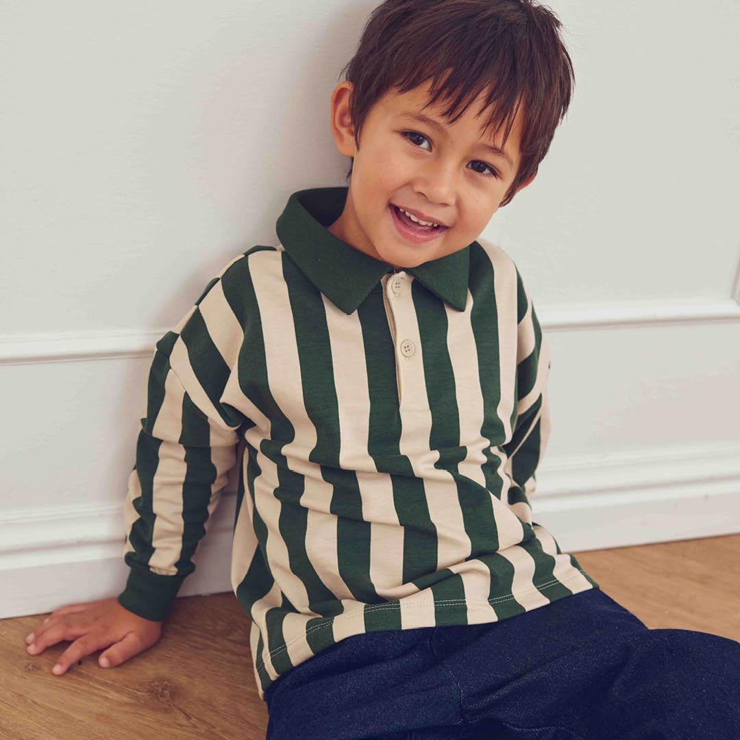 Stripe sweat l/s polo