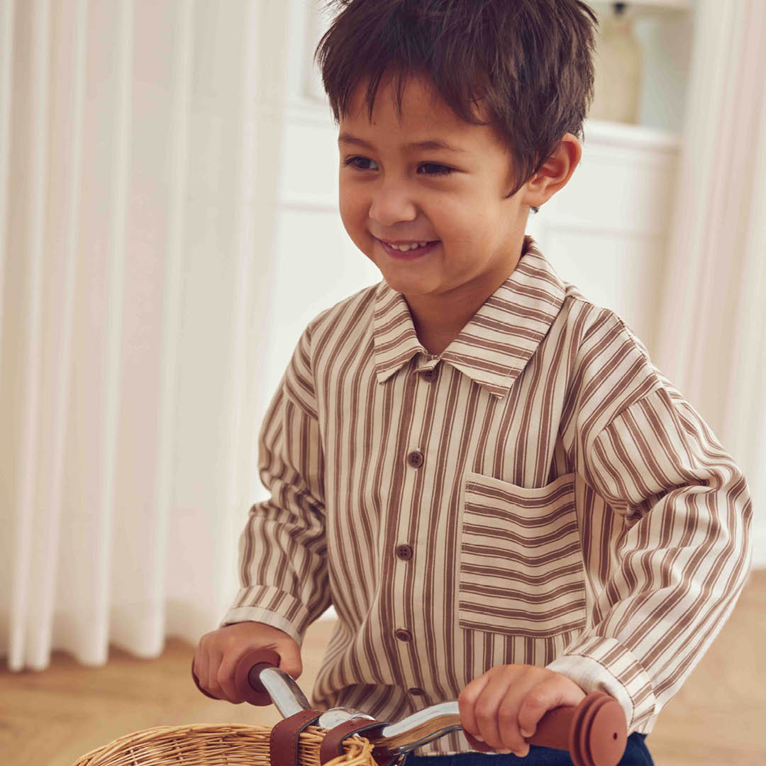 Woven stripe l/s shirt