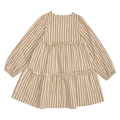 Woven stripe layer l/s dress