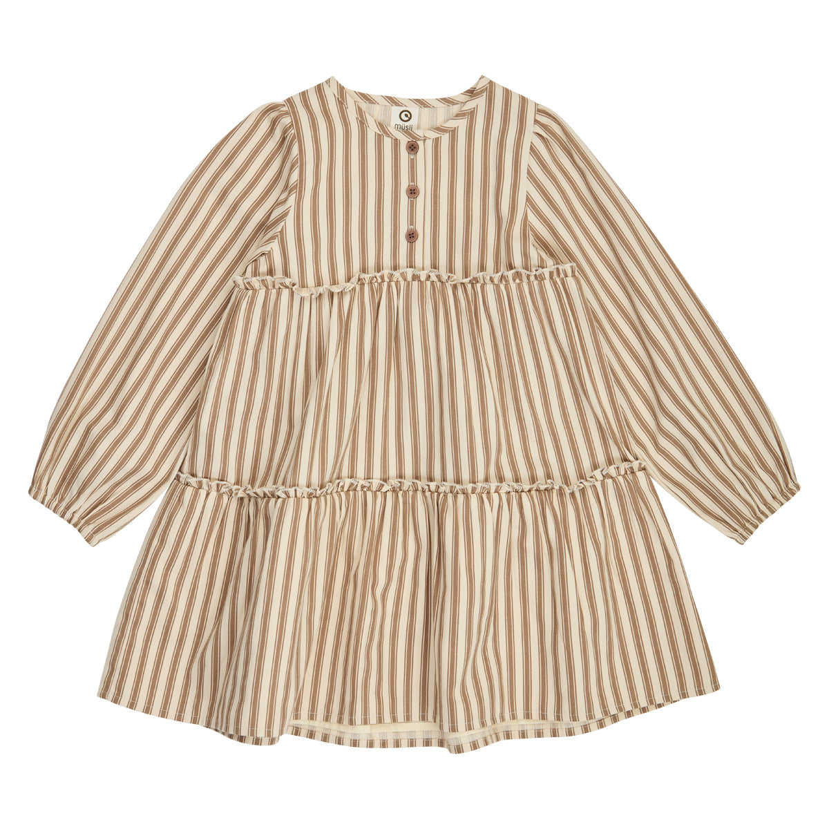 Woven stripe layer l/s dress