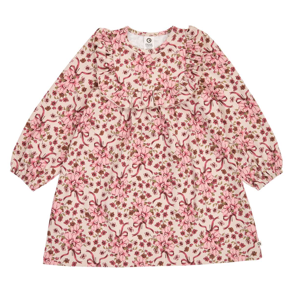 Bouquet ruffle l/s dress