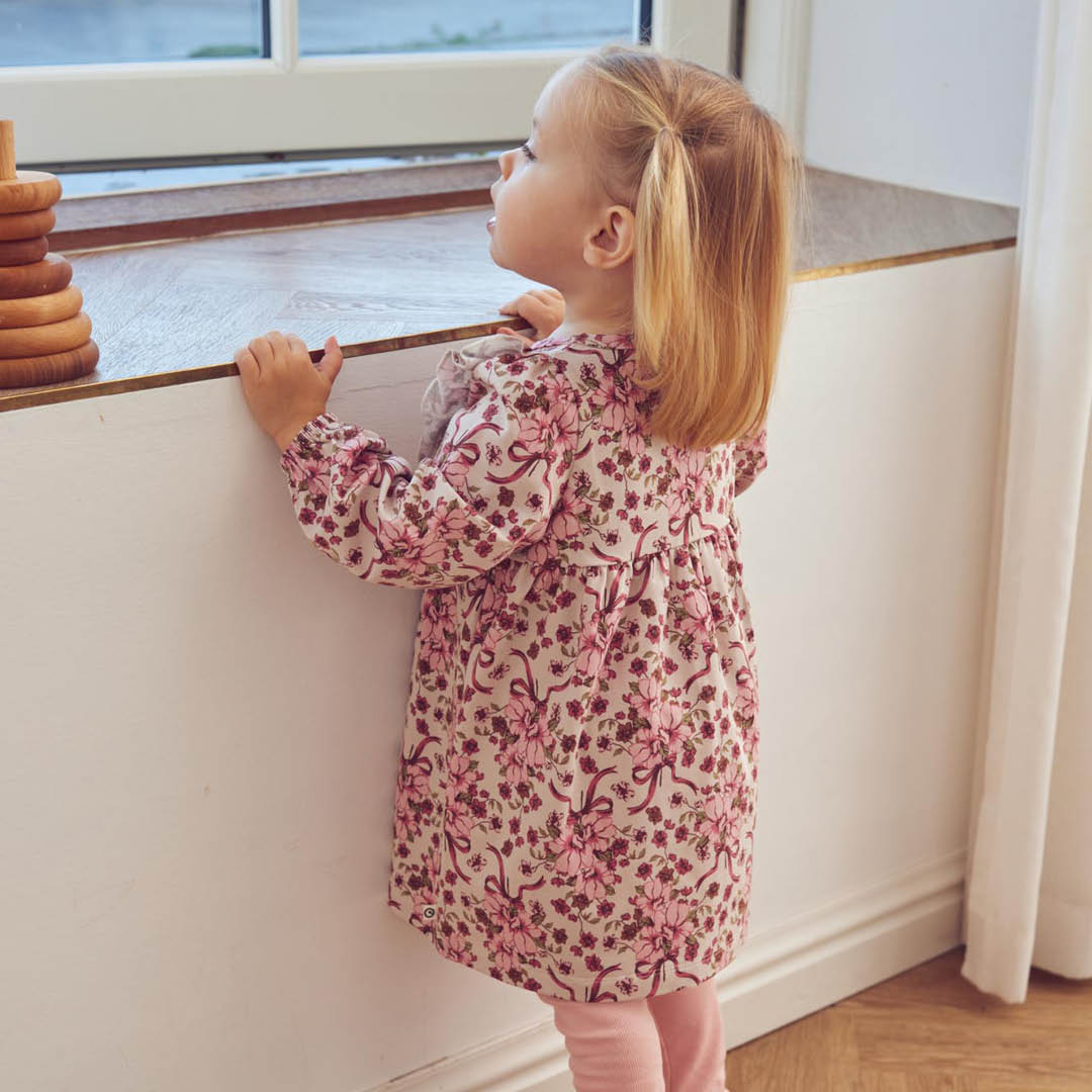 Bouquet ruffle l/s dress